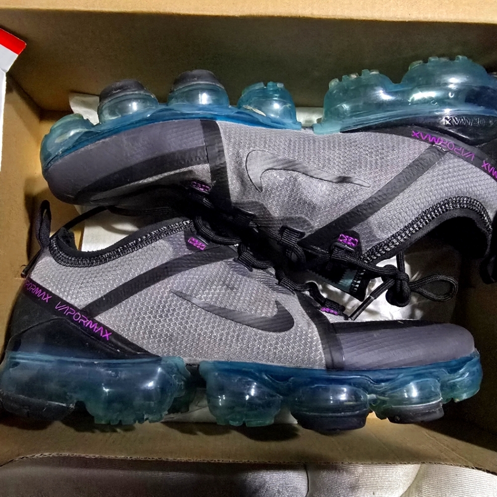 Nike Kids VaporMax Gray and Purple Sneakers